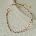 Iridescent Keshi Pearl Necklace with Gold Spacers - floysun