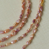 Iridescent Keshi Pearl Necklace with Gold Spacers - floysun