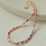 Iridescent Keshi Pearl Necklace with Gold Spacers - floysun
