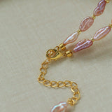 Iridescent Keshi Pearl Necklace with Gold Spacers - floysun
