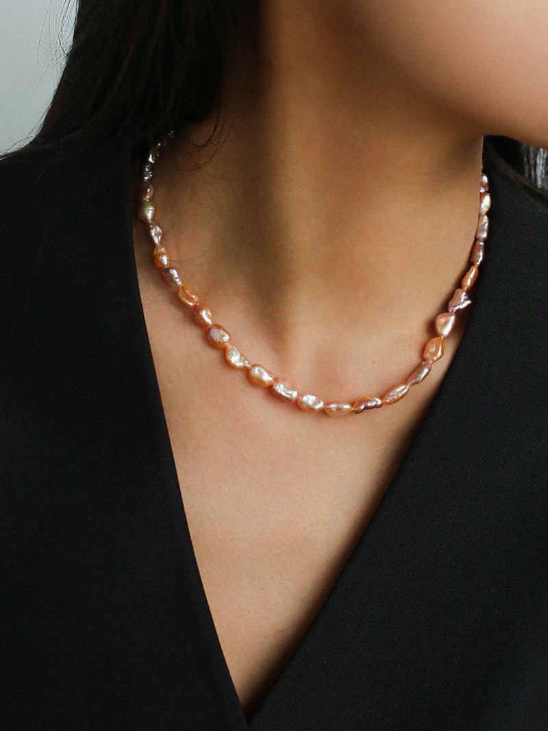 Iridescent Keshi Pearl Necklace without Spacers - floysun