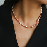 Iridescent Keshi Pearl Necklace without Spacers - floysun