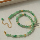 Irregular Aventurine & Gold Lava Bead Necklace - floysun