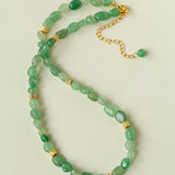 Irregular Aventurine & Gold Lava Bead Necklace - floysun