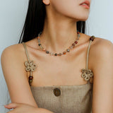 Irregular Colored Crystal Quartz Beaded Necklace - floysun