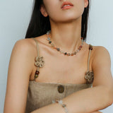 Irregular Colored Crystal Quartz Beaded Necklace - floysun