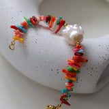 Irregular Multicolor Gemstone Baroque Pearl Bracelet - floysun