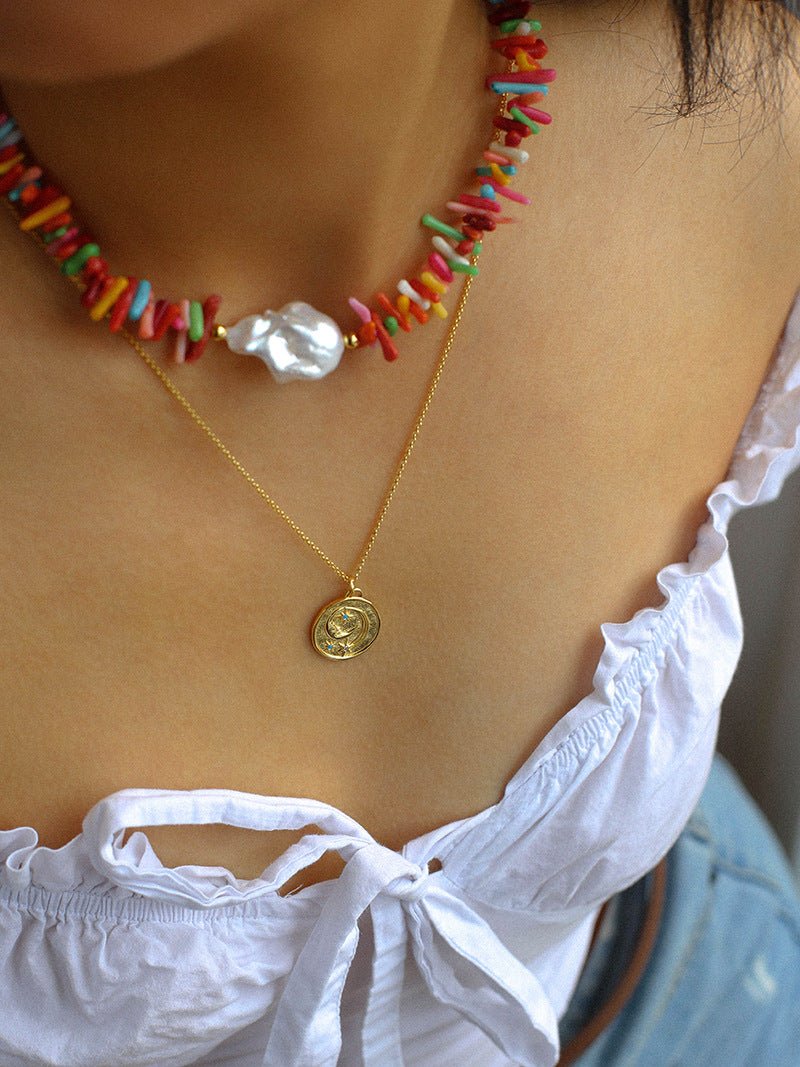 Irregular Multicolor Gemstone Baroque Pearl Necklace - floysun