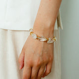 Irregular White Crystal Bracelet with Gold Flakes - floysun