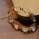 Irregular White Crystal Bracelet with Gold Flakes - floysun