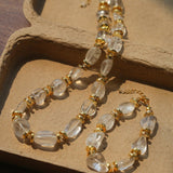 Irregular White Crystal Bracelet with Gold Flakes - floysun