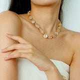 Irregular White Crystal Bracelet with Gold Flakes - floysun