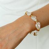 Irregular White Crystal Bracelet with Gold Flakes - floysun