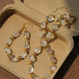 Irregular White Crystal Bracelet with Gold Flakes - floysun