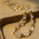 Irregular White Crystal Necklace with Gold Flakes - floysun