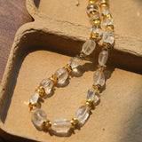 Irregular White Crystal Necklace with Gold Flakes - floysun