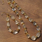 Irregular White Crystal Necklace with Gold Flakes - floysun