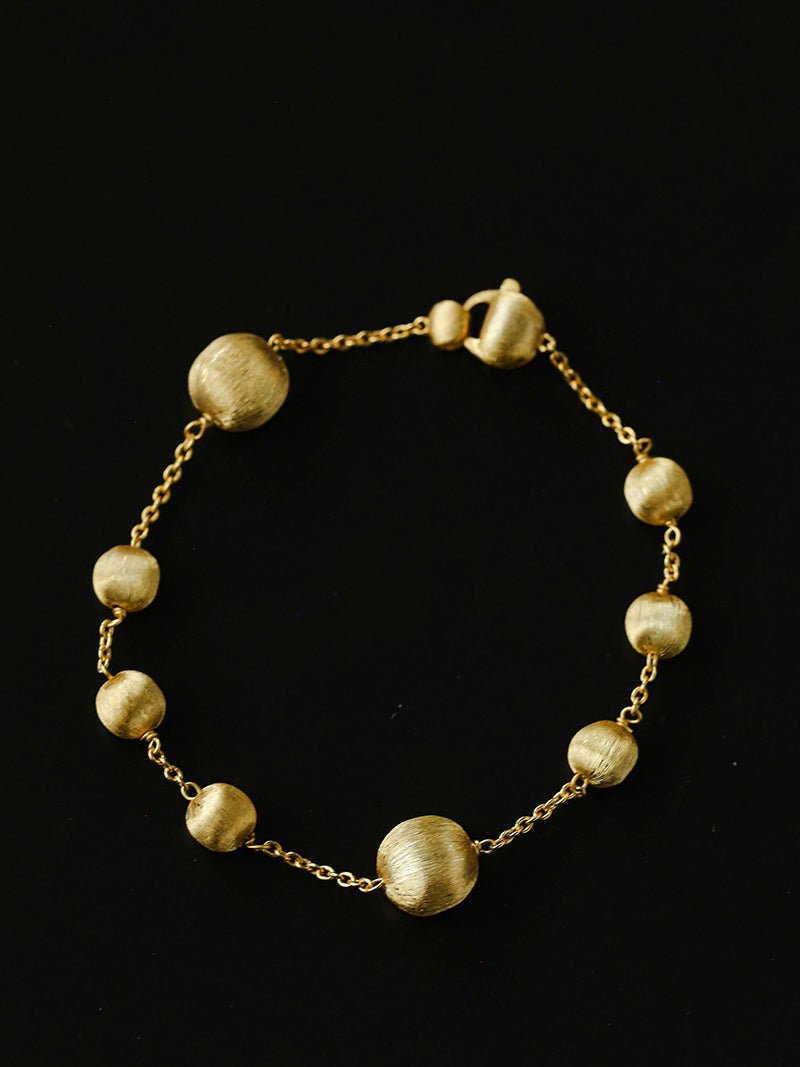 Italian Brushed Gold Bead & Swarovski Crystal Bracelet - floysun