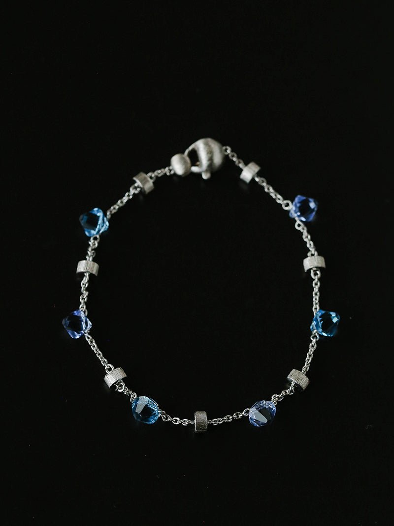 Italian Brushed Gold Bead & Swarovski Crystal Bracelet - floysun