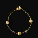 Italian Brushed Gold Bead & Swarovski Crystal Bracelet - floysun
