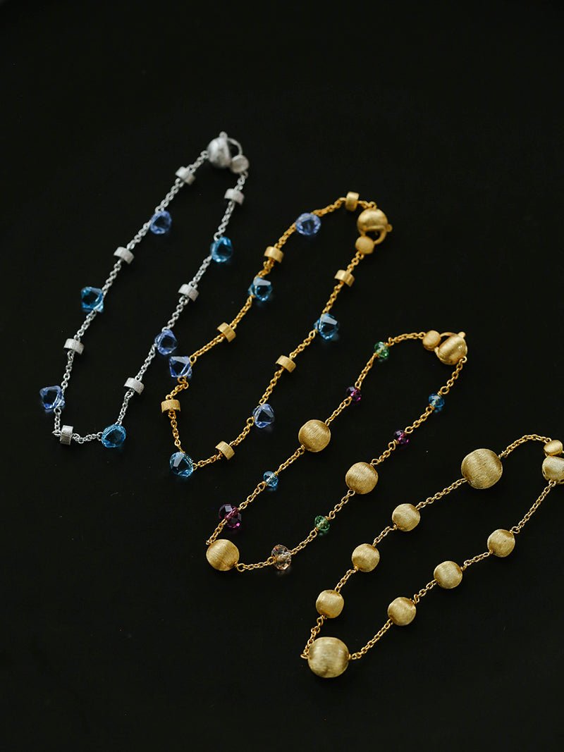 Italian Brushed Gold Bead & Swarovski Crystal Bracelet - floysun