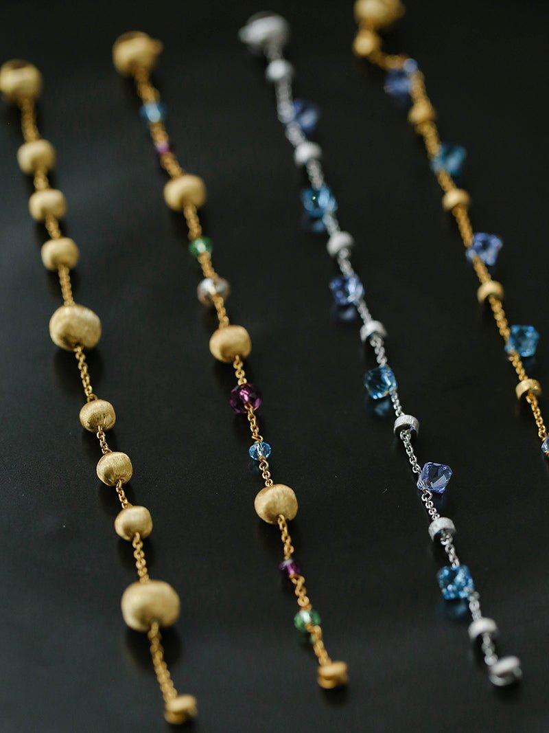 Italian Brushed Gold Bead & Swarovski Crystal Bracelet - floysun