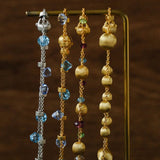 Italian Brushed Gold Bead & Swarovski Crystal Bracelet - floysun