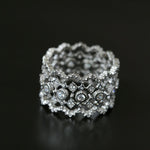 Italian Lace - Inspired 925 Silver Wide Band Ring - Silver - floysun
