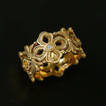 Italian Lace - Inspired Hollow Flower Band Ring - Gold - floysun