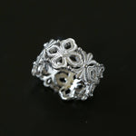 Italian Lace - Inspired Hollow Flower Band Ring - Silver - floysun