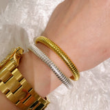 Italian Ribbed Flex Bangle - Silver - floysun