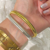 Italian Ribbed Flex Bangle - Silver - floysun