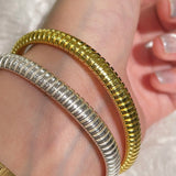 Italian Ribbed Flex Bangle - Silver - floysun