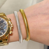 Italian Ribbed Flex Bangle - Silver - floysun