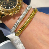 Italian Ribbed Flex Bangle - Silver - floysun