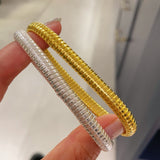 Italian Ribbed Flex Bangle - Silver - floysun