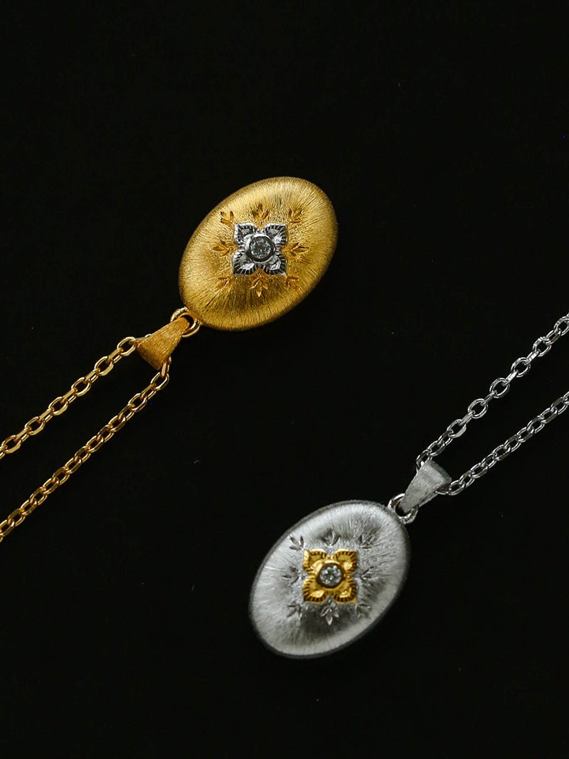Italian Style Brushed Oval Star Necklace - floysun