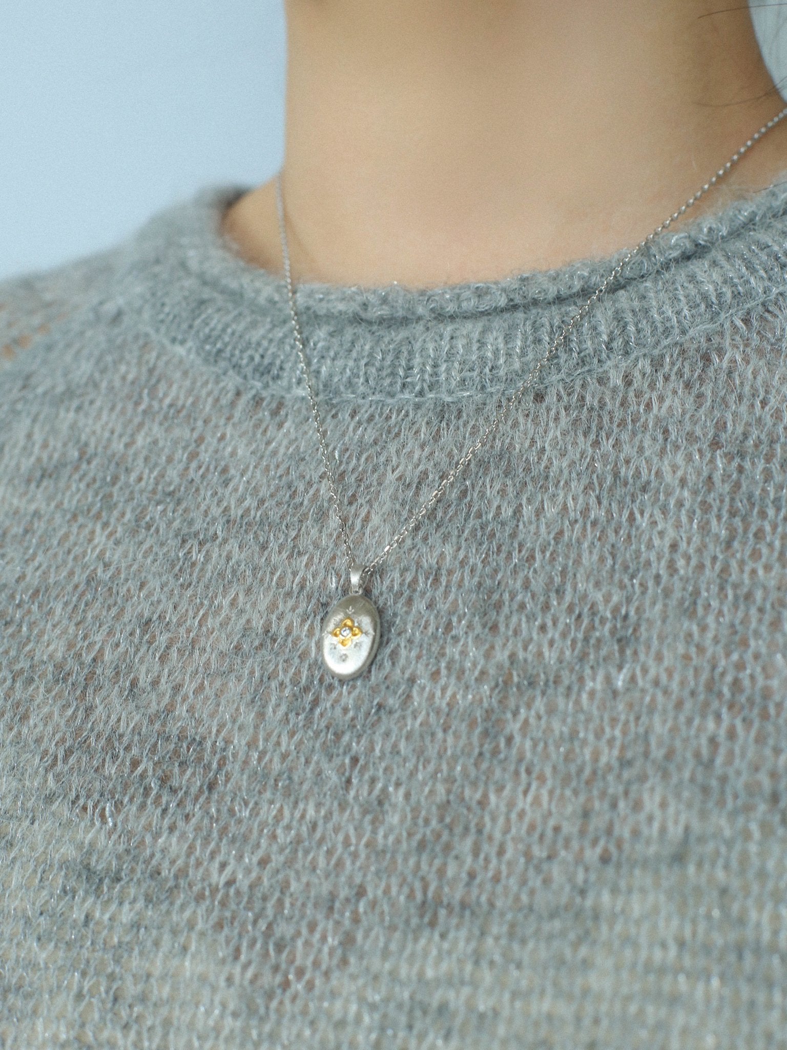 Italian Style Brushed Oval Star Necklace - floysun