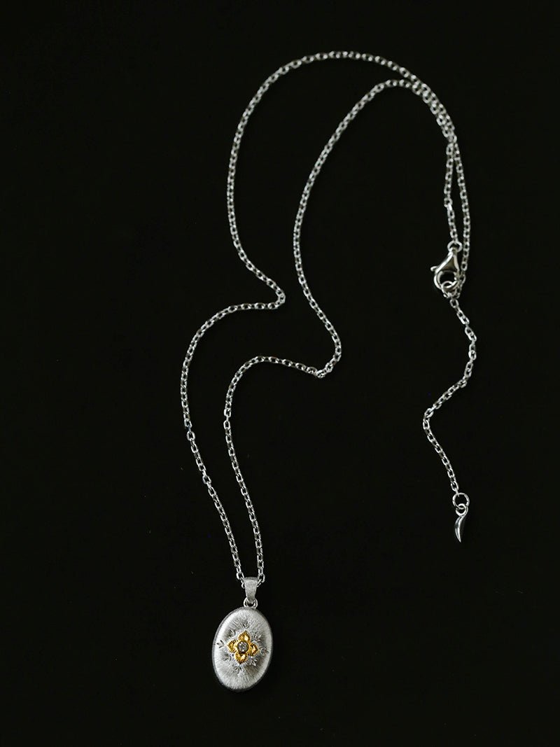 Italian Style Brushed Oval Star Necklace - floysun