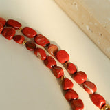 Joyful Red Stone Round Bead and Pearl Bead Beaded Necklace - floysun