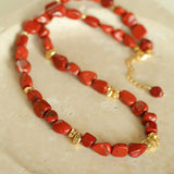 Joyful Red Stone Round Bead and Pearl Bead Beaded Necklace - floysun