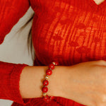 Joyful Red Stone Round Bead Bracelet - floysun