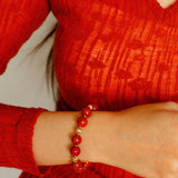 Joyful Red Stone Round Bead Bracelet - floysun