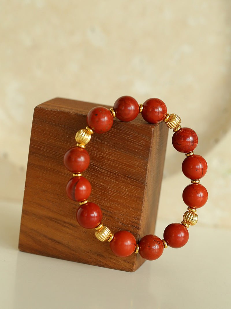 Joyful Red Stone Round Bead Bracelet - floysun