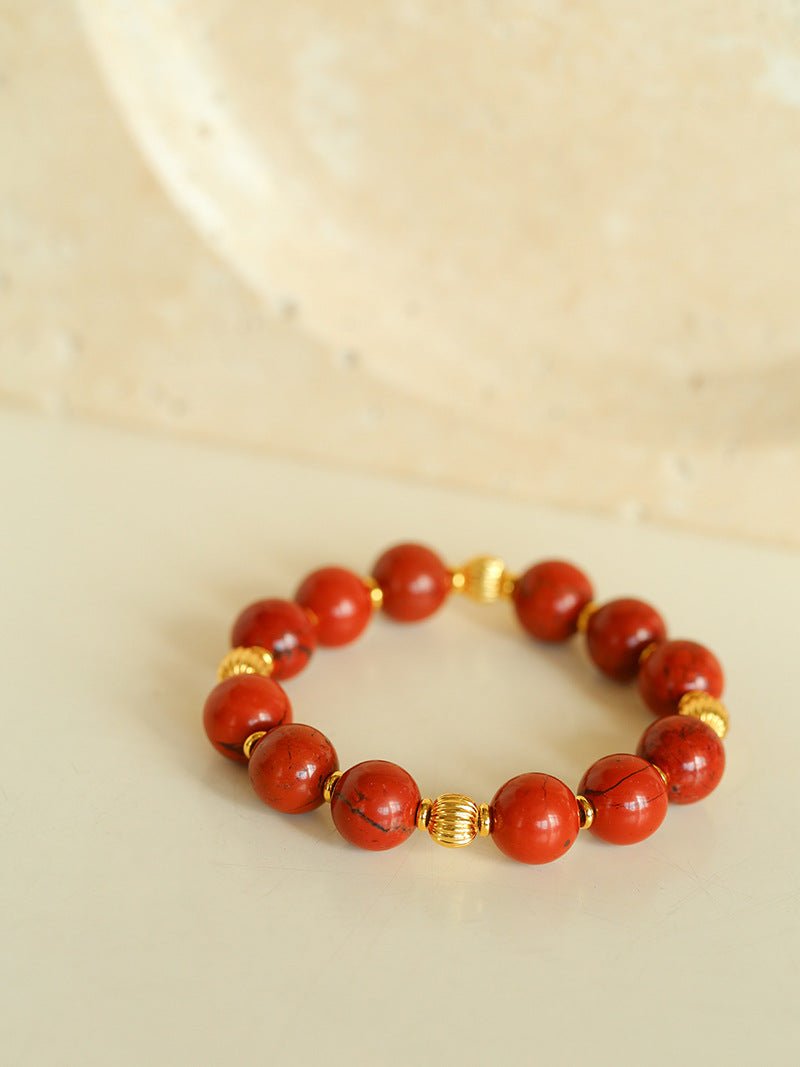 Joyful Red Stone Round Bead Bracelet - floysun