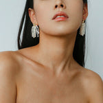 Kaguya Star & Moon Pearl Tassel Earrings - floysun