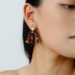 Kaguya Star & Moon Pearl Tassel Earrings - floysun