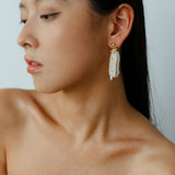 Kaguya Star & Moon Pearl Tassel Earrings - floysun