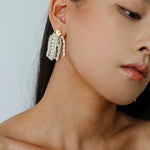 Kaguya Star & Moon Pearl Tassel Earrings - floysun