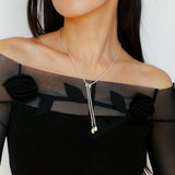 Knotted Pearl Silver Chain Necklace - floysun